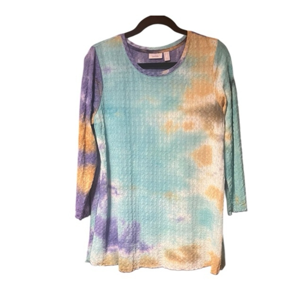 LOGO Layers By Lori Goldstein Printed Scoop Neck Top - Picture 1 of 7